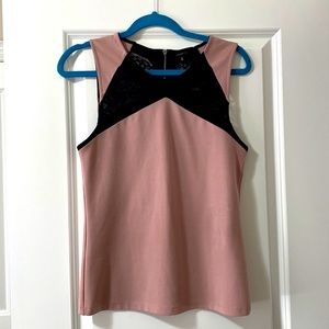 Light Pink Sleeveless Blouse with Lace Detail